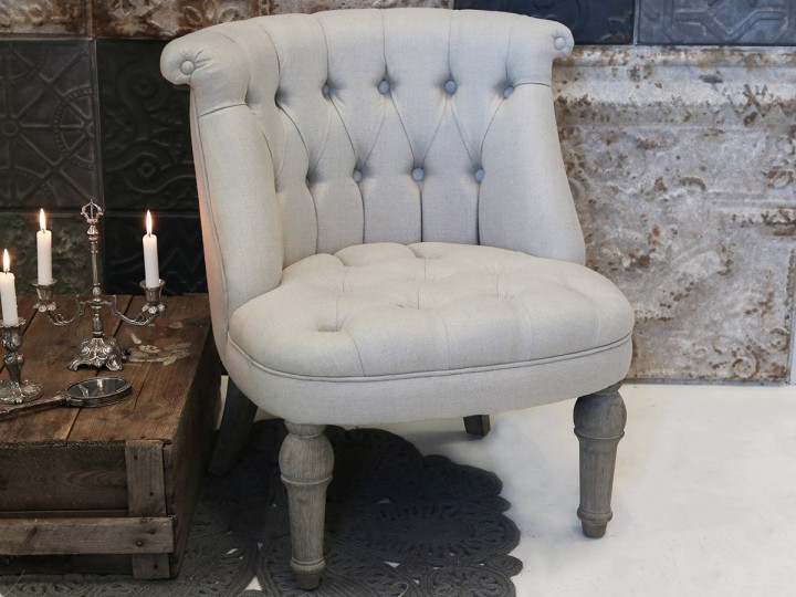 Béžové francouzské křeslo z lněné látky Lin - 67*66*71 cm Chic Antique Béžové francouzské křeslo z lněné látky Lin - 67*66*71 cm Chic Antique