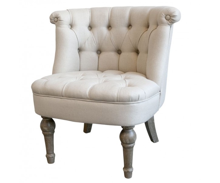 Béžové francouzské křeslo z lněné látky Lin - 67*66*71 cm Chic Antique