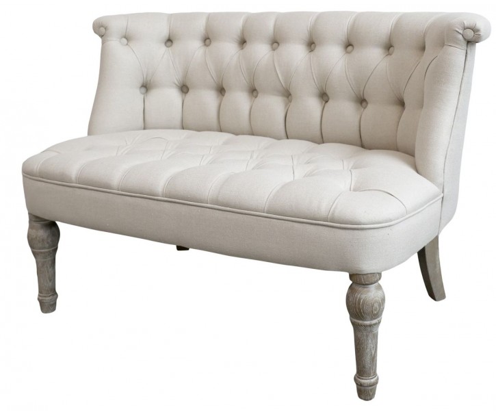 Béžová francouzská 2-místná pohovka z lněné látky Lin - 110*55*75 cm Chic Antique