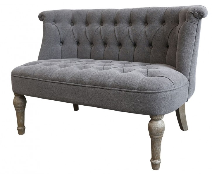 Šedá francouzská 2-místná pohovka z lněné látky Lin - 110*55*75 cm Chic Antique
