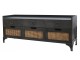 Černá dřevěná lavice s ratanovým výpletem Channie - 122*36*49cm Chic Antique
