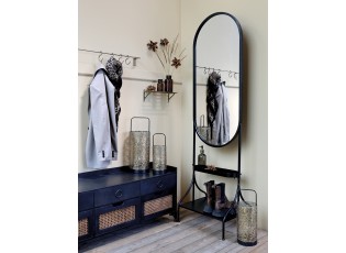 Černá dřevěná lavice s ratanovým výpletem Channie - 122*36*49cm