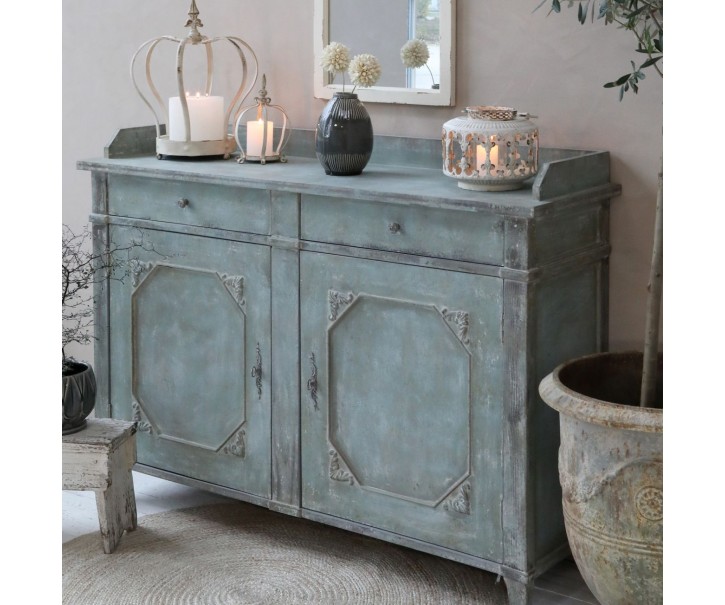 Opálová antik dřevěná komoda French antiek - 153*51*112cm Chic Antique