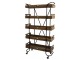 Černý kovový regál na kolečkách s dřevěnými podnosy Cart - 83*34*156cm Chic Antique