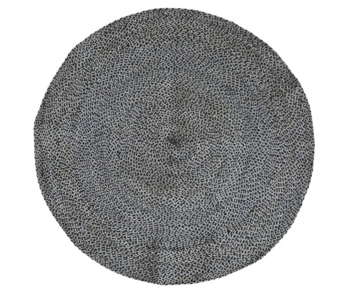 Přírodně - černý kulatý jutový koberec Bruno - Ø 120 cm Chic Antique