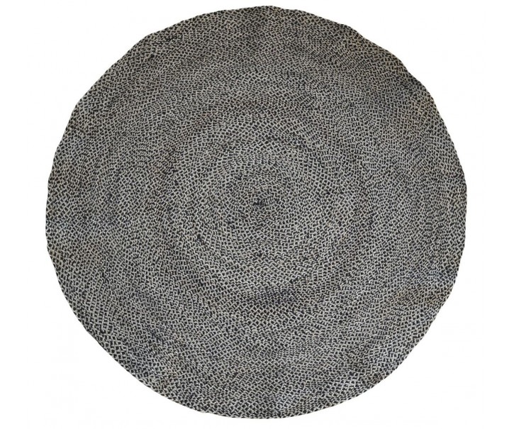 Přírodně - černý kulatý jutový koberec Bunio - Ø 160 cm Chic Antique