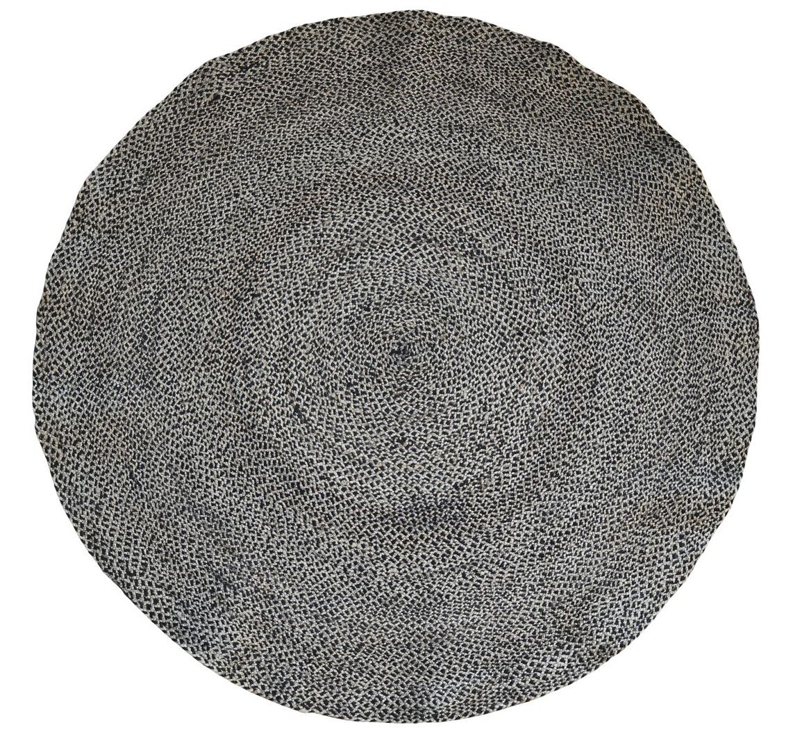 Přírodně - černý kulatý jutový koberec Bunio - Ø 160 cm