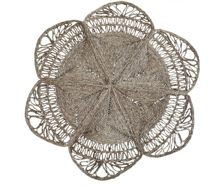 Přírodní kulatý koberec z mořské trávy ve tvaru květu Flow - Ø150 cm Chic Antique