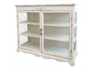 Krémová dřevěná komoda s prosklenými dvířky Old Carin - 106*39*87cm