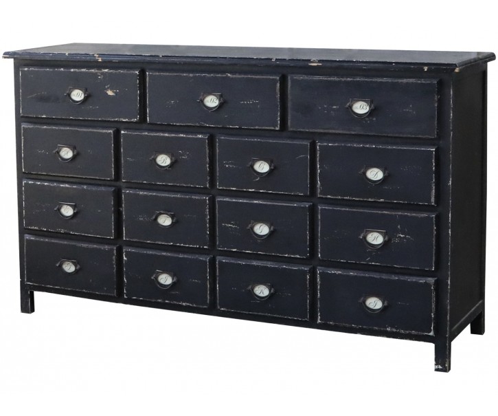 Černá antik kovová komoda se šuplíky Grocers - 152*47*89 cm Chic Antique