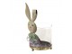 Skleněný svícen na čajovku s králíčí slečnou - 11*10*22 cm Clayre & Eef