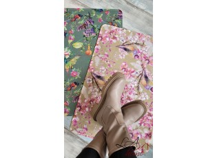 Hořčicovo-růžová rohožka s květy a ptáčky Flower pink - 75*50*1cm