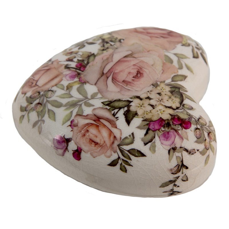 Keramické dekorační srdíčko s růžičkami Rosien - 11*11*4 cm Clayre & Eef Keramické dekorační srdíčko s růžičkami Rosien - 11*11*4 cm Clayre & Eef