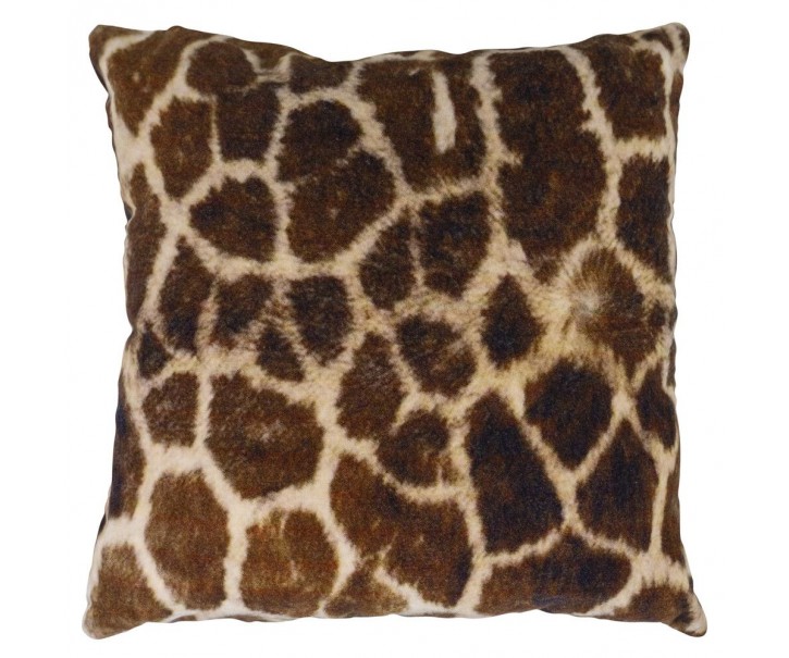 Hnědý sametový polšář s dekorem žirafy Jungle Giraffe - 45*45*15cm Mars & More 