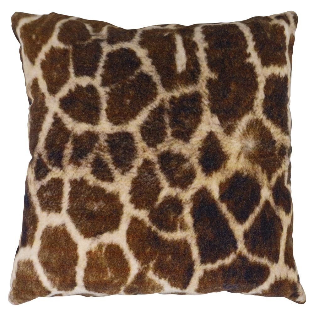 Hnědý sametový polšář s dekorem žirafy Jungle Giraffe - 45*45*15cm