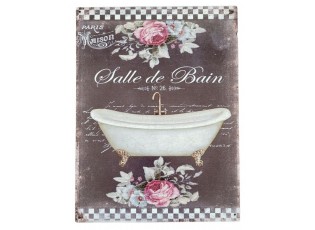 Černá nástěnná kovová cedule Salle de Bain - 25*33 cm
