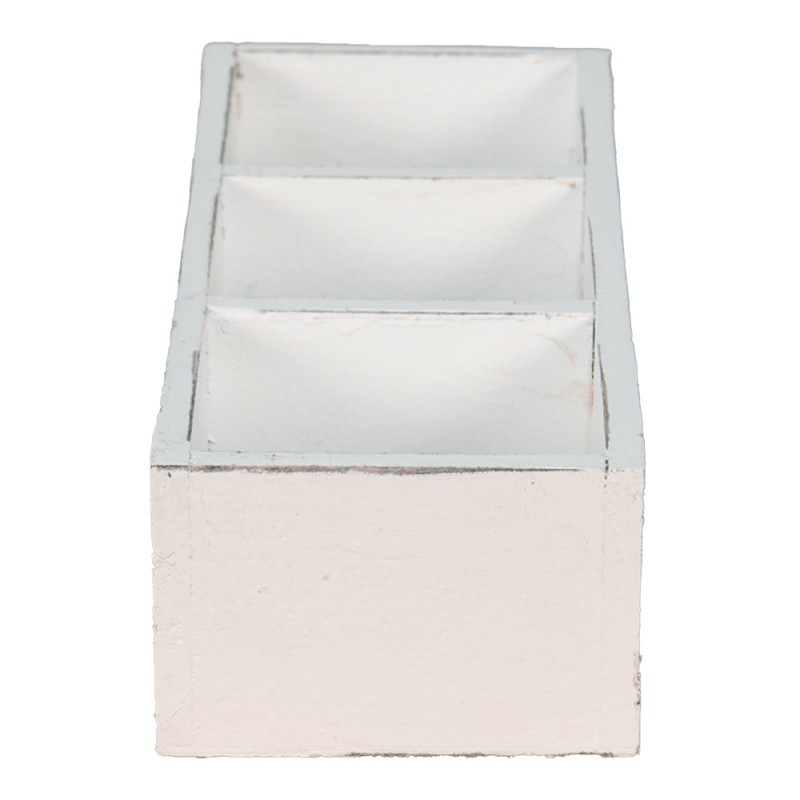 Bílý antik dřevěný dekorativní box se 3mi přihrádkami Silen - 33*12*7 cm Clayre & Eef Bílý antik dřevěný dekorativní box se 3mi přihrádkami Silen - 33*12*7 cm Clayre & Eef