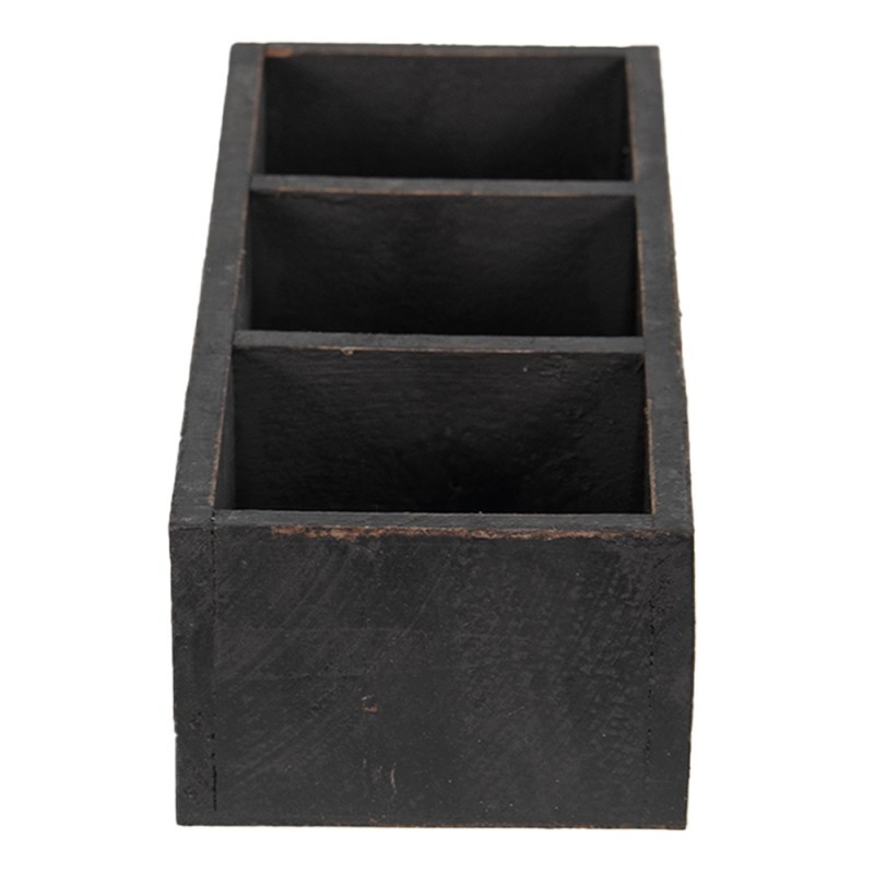 Černý antik dřevěný dekorativní box se 3mi přihrádkami Silen - 33*12*7 cm Clayre & Eef Černý antik dřevěný dekorativní box se 3mi přihrádkami Silen - 33*12*7 cm Clayre & Eef