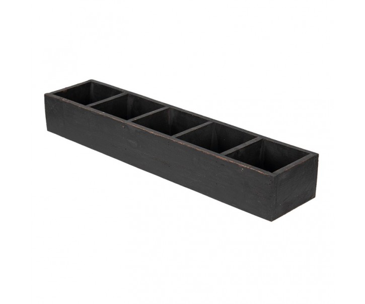Černý antik dřevěný dekorativní box s 5ti přihrádkami Silen - 54*12*7 cm Clayre & Eef