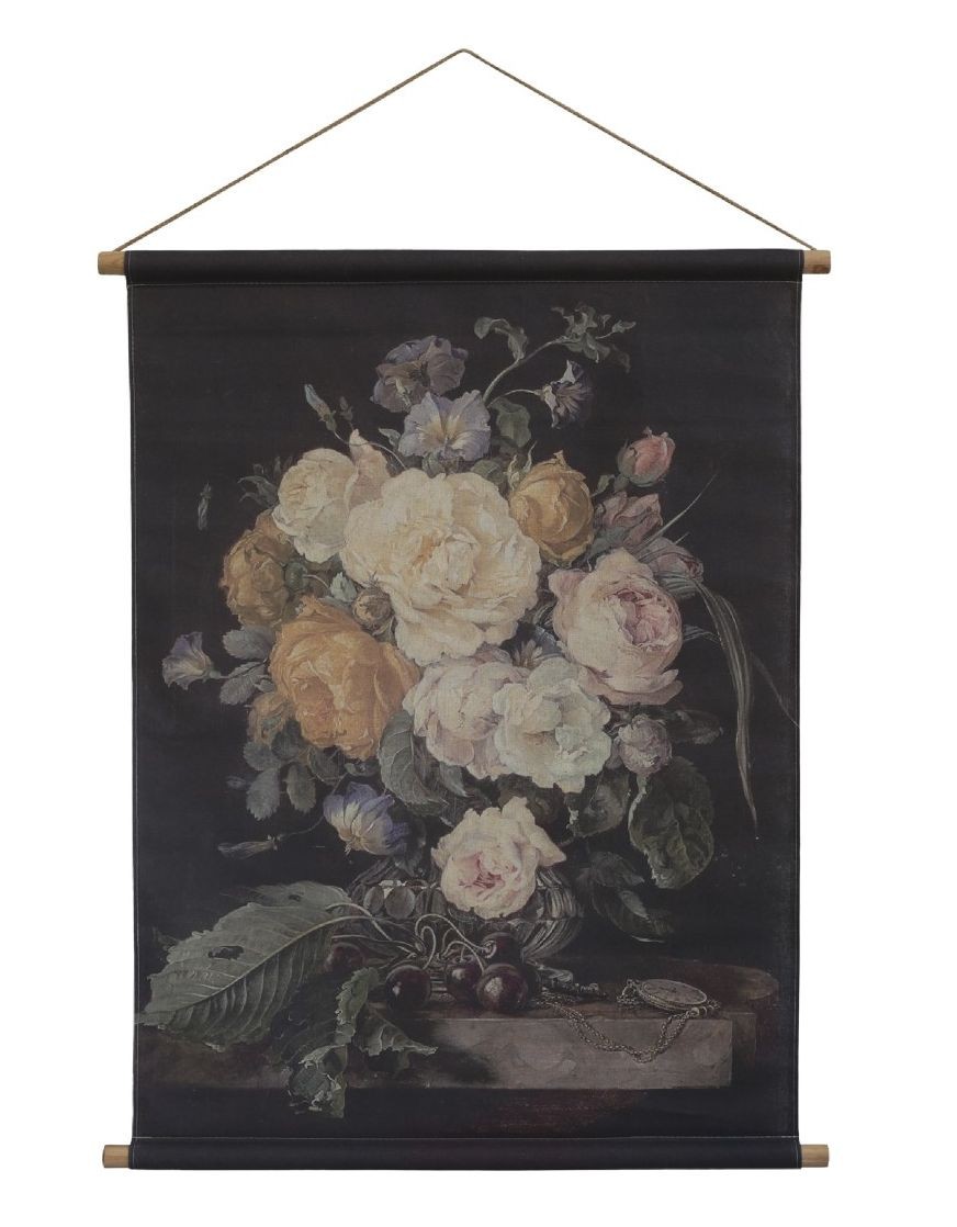 Nástěnná vintage mapa s květy Floral print - 76*97 cm Chic Antique Nástěnná vintage mapa s květy Floral print - 76*97 cm Chic Antique