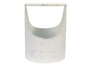 Béžový plechový obal na květináč s držadlem Fun Antique - 30*29*40 cm