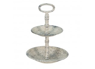 Béžový antik dvoupatrový kovový etažér Fun Antique - Ø 19*27 cm