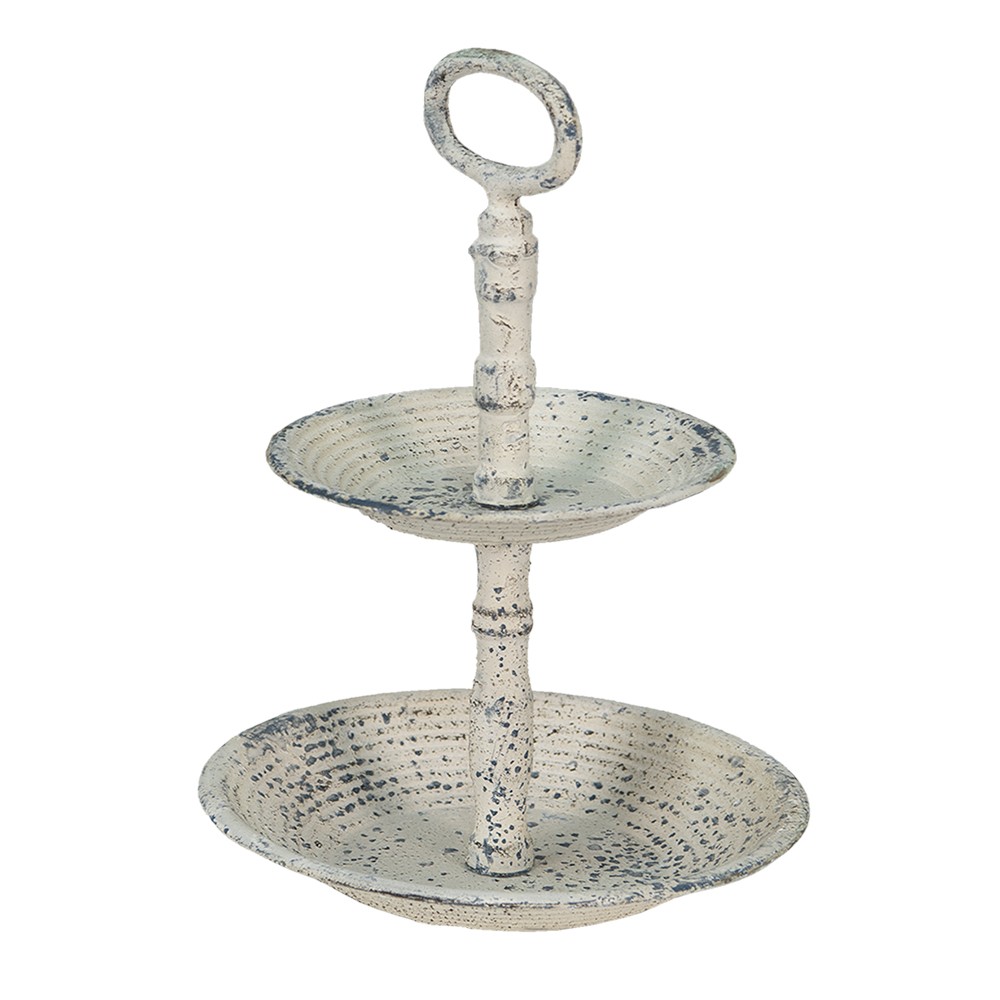 Béžový antik dvoupatrový kovový etažér Fun Antique - Ø 19*27 cm Clayre & Eef Béžový antik dvoupatrový kovový etažér Fun Antique - Ø 19*27 cm Clayre & Eef