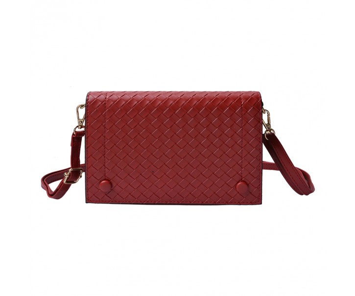 Vínová elegantní peněženka a crossbody kabelka v jednom - 20*14 cm Clayre & Eef