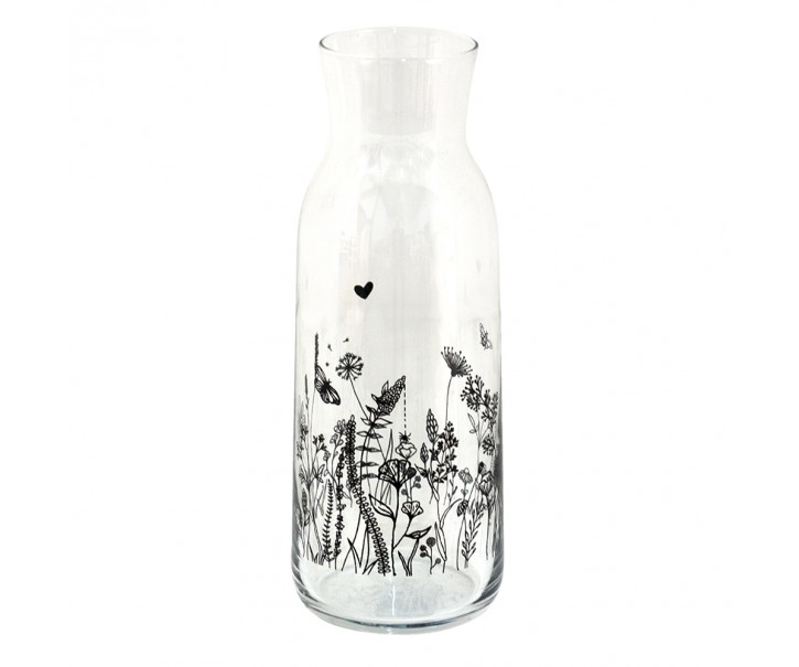 Skleněná karafa s květinami Flora And Fauna - Ø 9*25 cm / 1000 ml Clayre & Eef