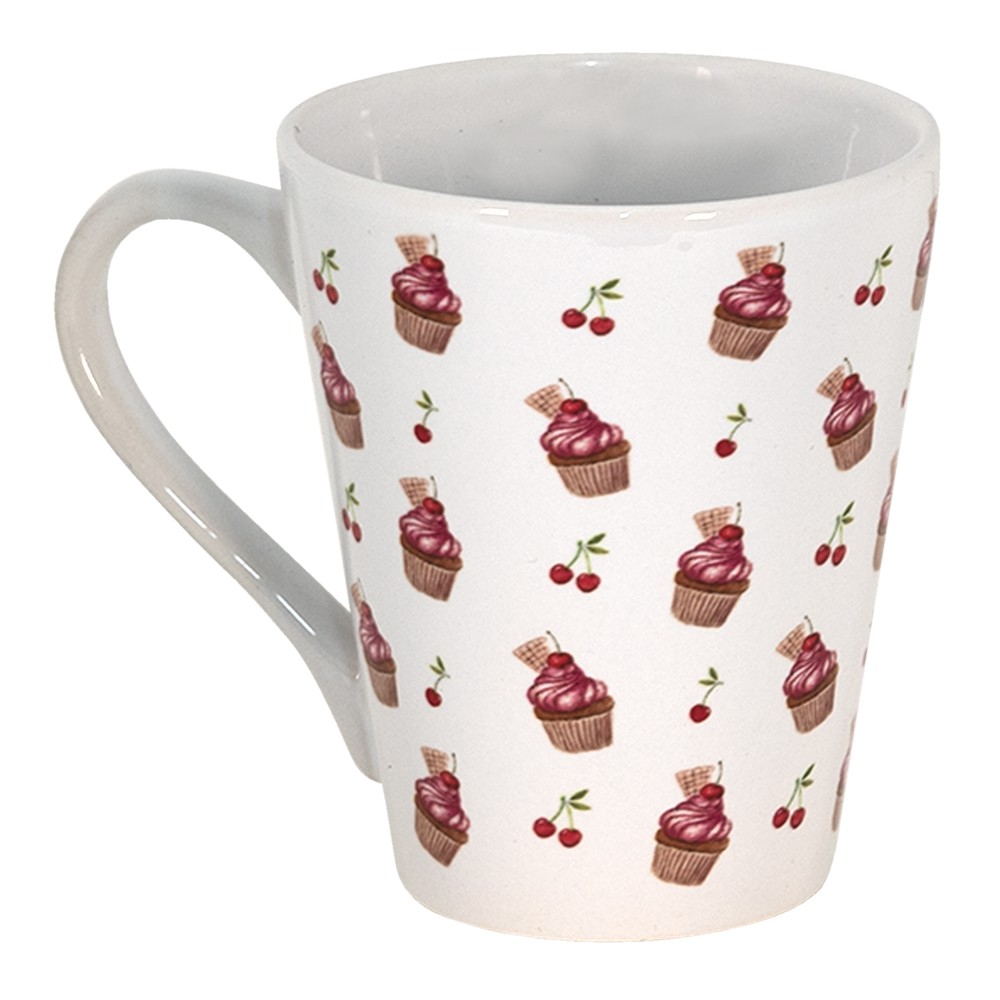 Keramický hrnek s dortíčky Cherry Cupcake - Ø 9*10 cm / 300 ml Clayre & Eef Keramický hrnek s dortíčky Cherry Cupcake - Ø 9*10 cm / 300 ml Clayre & Eef