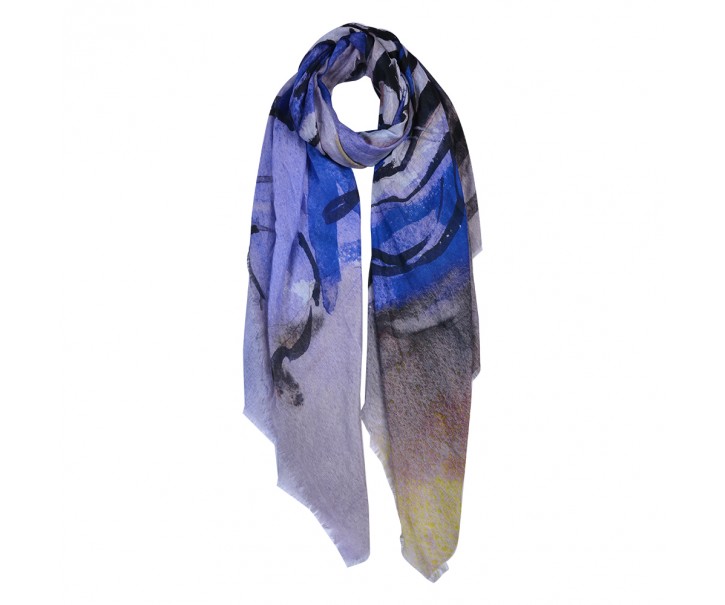 Modro - barevný šátek - 90*180 cm Clayre & Eef