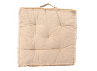 Vyšší tmavě béžový podsedák s uchem a krátkým třepením Sally - 45*45*8 cm