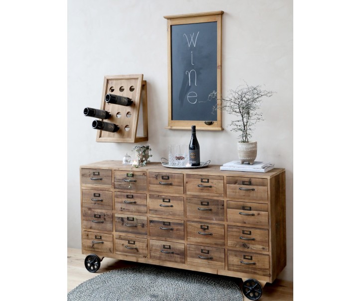 Dřevěná komoda na kolečkách se šuplíčky Offile - 156*39*83cm Chic Antique
