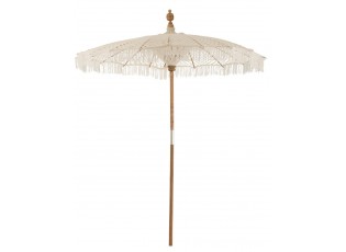 Přírodní drhaný slunečník s dřevěnou tyčí Macrame - ∅200*250 cm