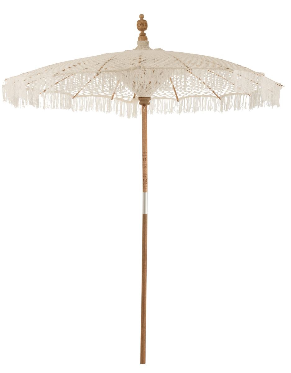Přírodní drhaný slunečník s dřevěnou tyčí Macrame - ∅200*250 cm