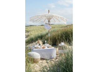 Přírodní drhaný slunečník s dřevěnou tyčí Macrame - ∅200*250 cm