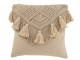 Béžový polštář s drhaným vzorem a střapci Macrame cosy - 45*17*45 cm J-Line by Jolipa