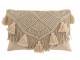 Béžový polštář s drhaným vzorem a střapci Macramé cosy - 74*16*36 cm J-Line by Jolipa