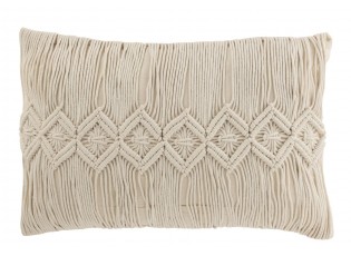 Přírodně bílý polštář s drhaným vzorem Macramé Linea - 74*16*36 cm