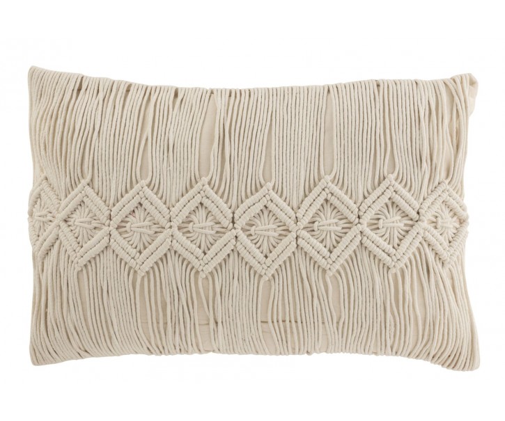 Přírodně bílý polštář s drhaným vzorem Macramé Linea - 74*16*36 cm J-Line by Jolipa