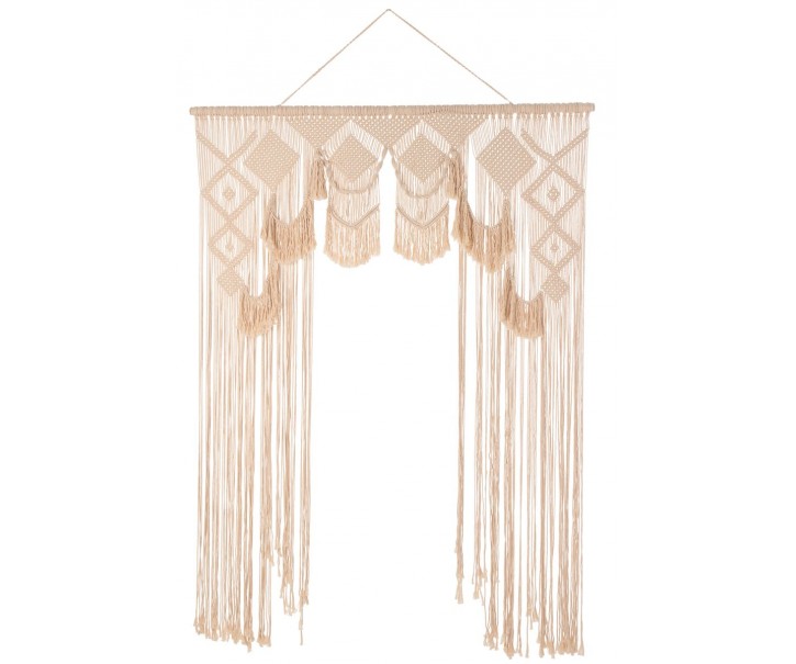 Přírodní drhaný závěs se vzorem Macramé Curtain - 154*3*273 cm J-Line by Jolipa
