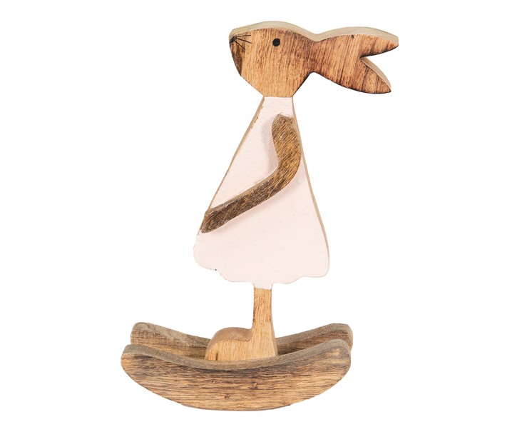 Dřevěná dekorace králíčí dívka v šatičkách M - 14*7*25 cm Clayre & Eef