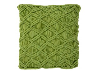 Pistáciově zelený polštář s výplní Macrame - Ø 45*10 cm