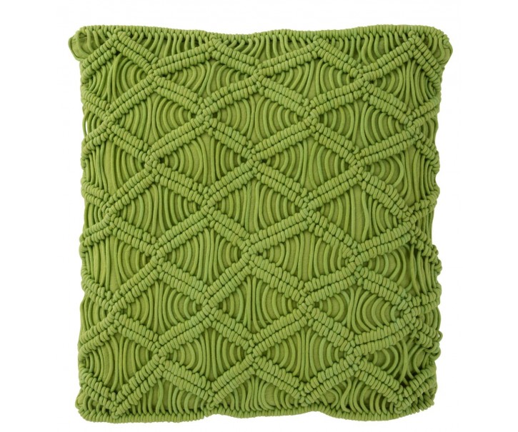 Pistáciově zelený polštář s výplní Macrame - Ø 45*10 cm J-Line by Jolipa