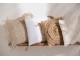 Krémový polštář s třásněmi Fransen white off - 40*14*40cm J-Line by Jolipa