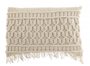 Přírodně bílý polštář s drhaným vzorem Macramé Cosy - 60*15*40 cm