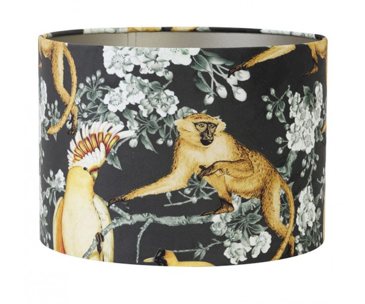 Černé sametové stínidlo na stolní nebo stojací lampu Jungle - Ø 40* 30cm/ E27 Light & Living