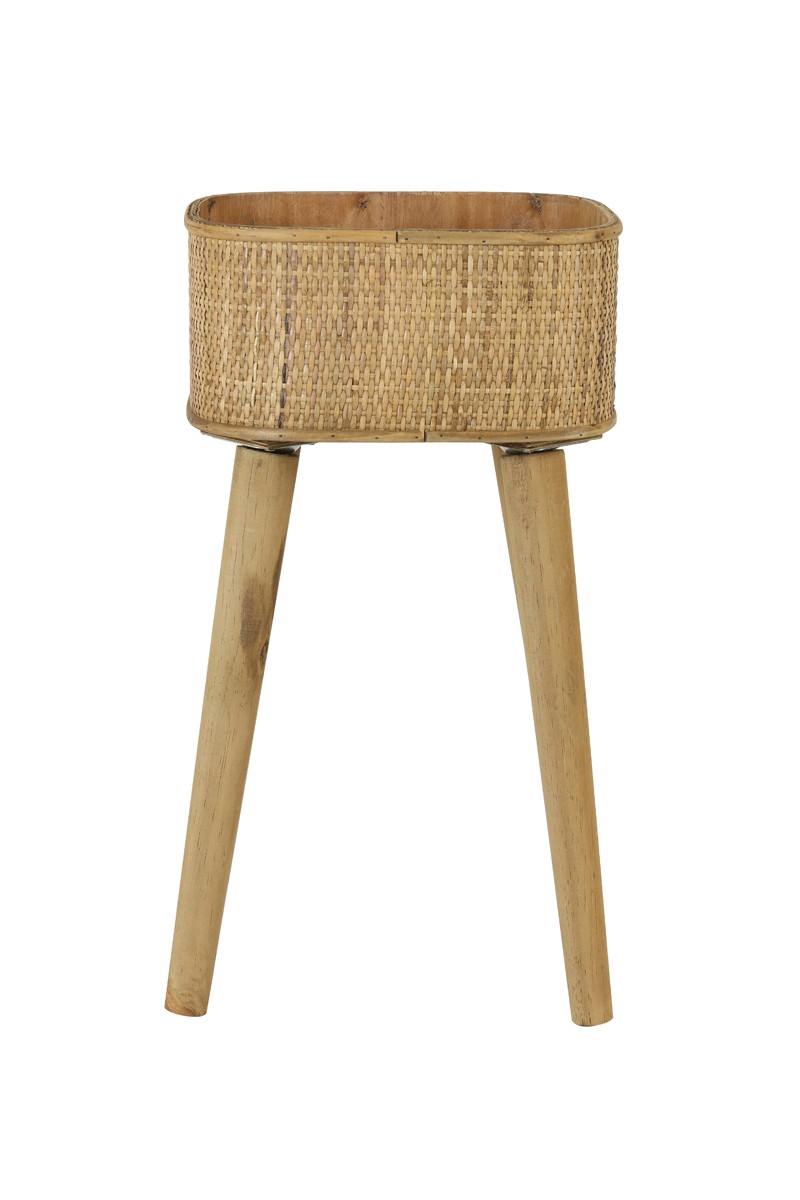 Přírodní dřevěný květináč s výpletem na nožkách Canya - 32*29*60cm Light & Living Přírodní dřevěný květináč s výpletem na nožkách Canya - 32*29*60cm Light & Living