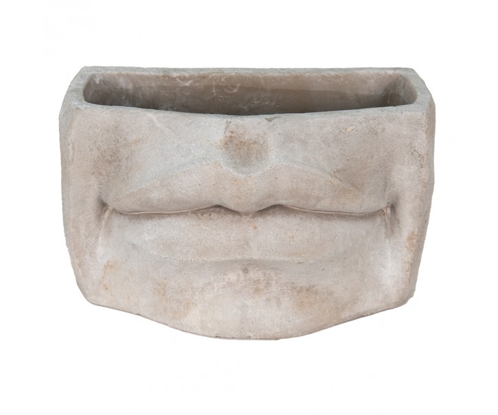 Usměvavý cementový květináč Mouth - 27*16*16 cm Clayre & Eef