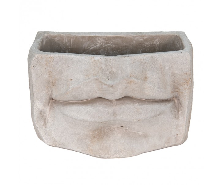 Usměvavý cementový květináč Mouth - 21*13*14 cm Clayre & Eef